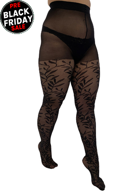 Leaf Pattern Sheer Curvy Tights