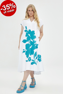 Mat fashion jurk bloemprint opdruk