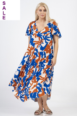 Curviss jurk wijd Vhals print