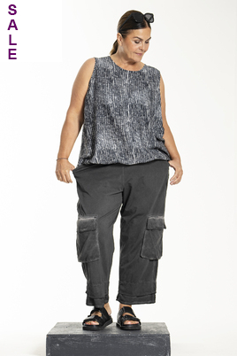 Gozzip Black singlet streep print