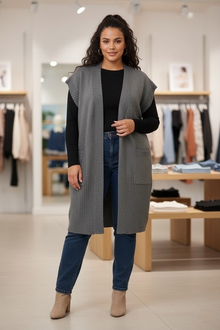 No.1 by OX mouwloos vest lang
