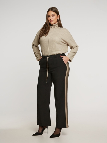 Mat fashion broek met bies