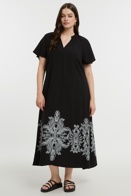 Mat fashion jurk opgedrukte rand