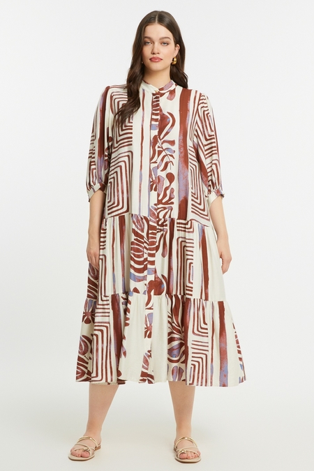 Mat fashion jurk A-lijn stroken