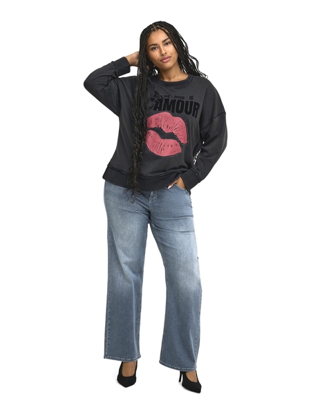ONLY eco sweater lip opdruk strass