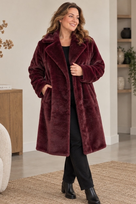 Etage fake fur jas grote rever