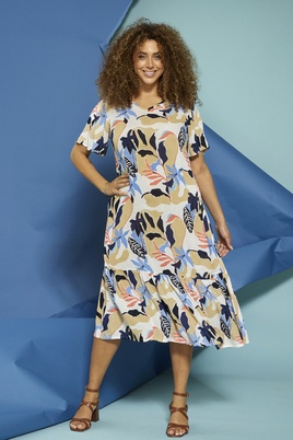 ZHENZI jurk Lyda print V hals