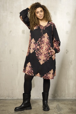 ZHENZI print a-lijn jurk v-hals