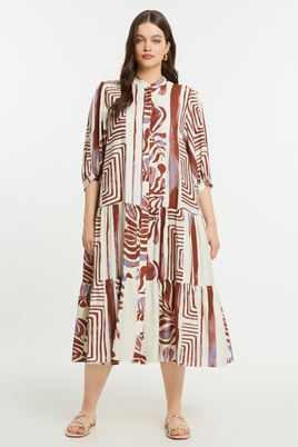 Mat fashion jurk A-lijn stroken