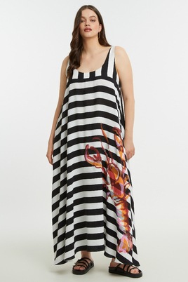 Mat fashion jurk wijd kreeft opdruk